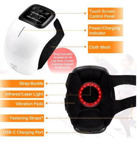 Nehwei Enterprise electric knee massager with adjustable straps and digital control panel, designed for soothing knee pain relief.