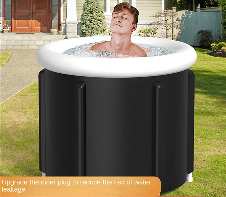 Large black PVC foldable bath bucket from eprolo, ideal for household use and spa baths with padded interior.
