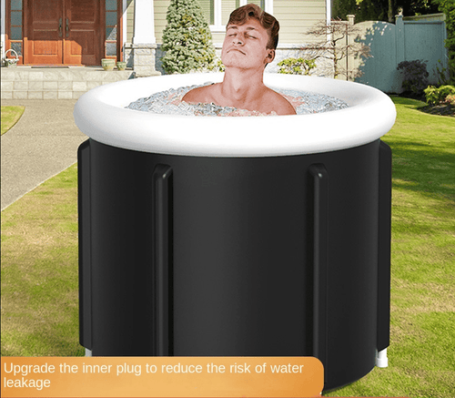 Large black PVC foldable bath bucket from eprolo, ideal for household use and spa baths with padded interior.