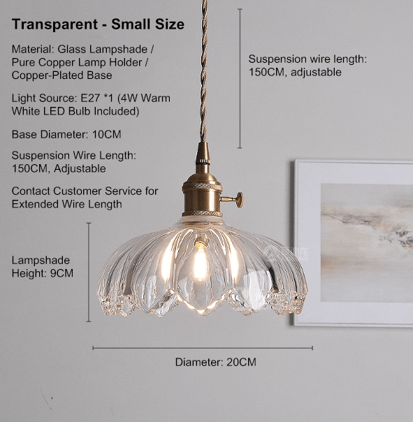 Vintage glass flower pendant light by eprolo with a minimalist design, featuring a clear glass flower-shaped shade hanging from a sleek fixture.