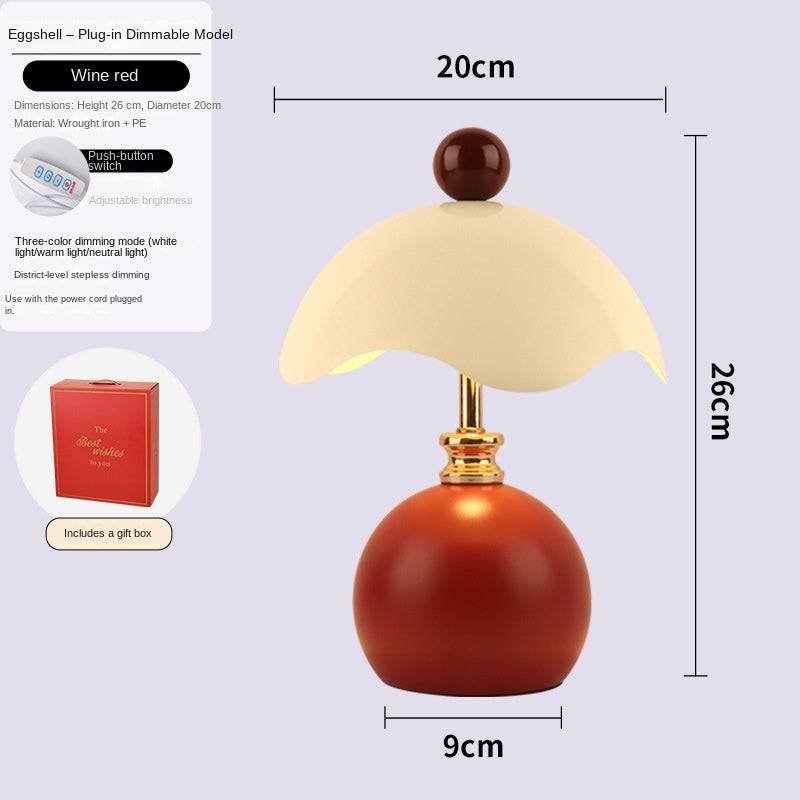 Shell-shaped eprolo table lamp for bedroom, minimalist bedside light with elegant design, ideal as a wedding gift or night light.