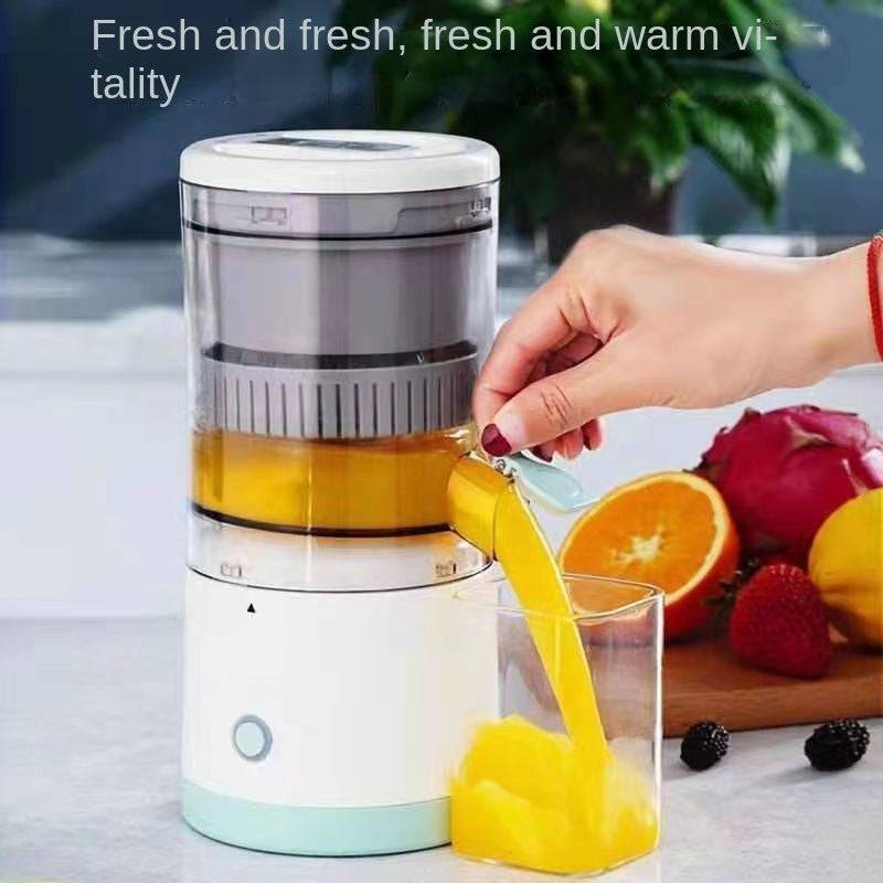 Eprolo wireless electric citrus juicer with transparent container and recharging cord, designed for fresh fruit juice extraction.