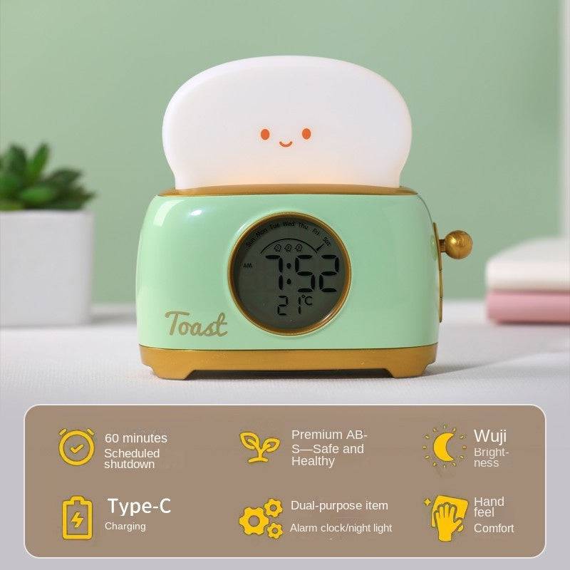 eprolo bread maker alarm clock night light with countdown timer, temperature display, and alarm function for students.