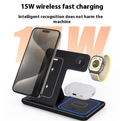Nehwei enterprise 15W 3-in-1 LED foldable fast wireless charger stand with multiple device charging ports and sleek design
