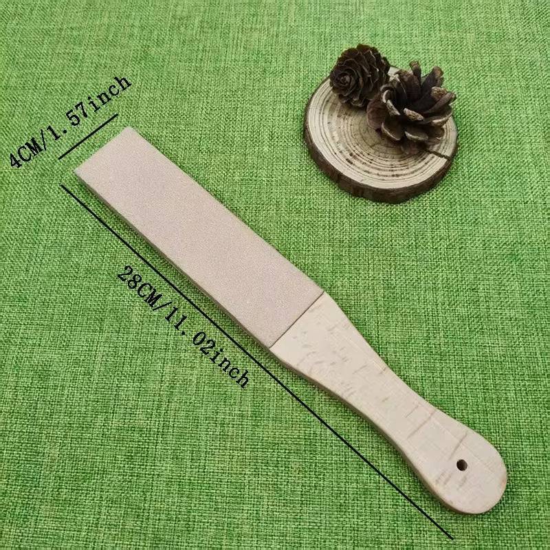 Eprolo 315mm double-sided knife sharpening stone with leather polishing belt and wooden handle for precision edge sharpening