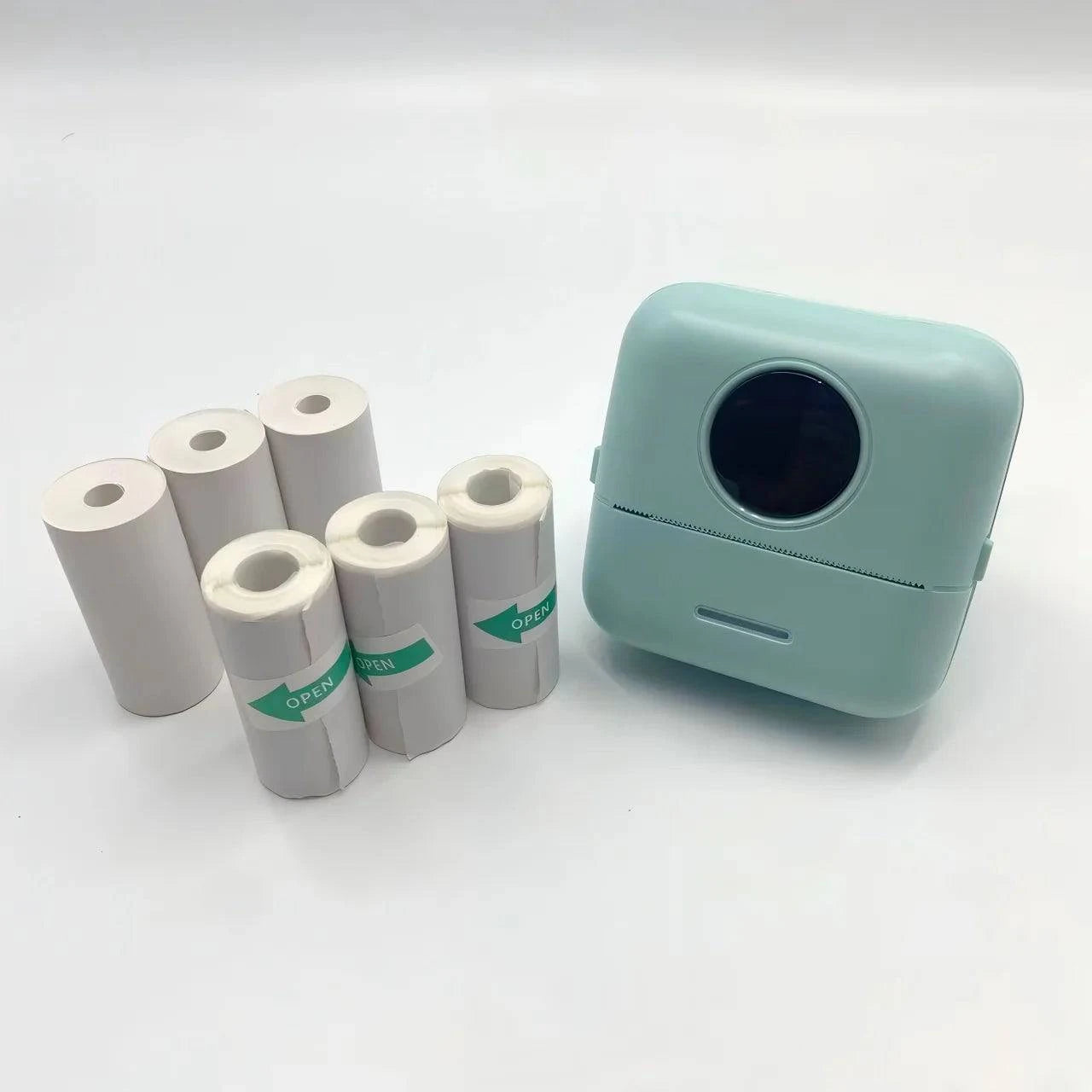 Nehwei enterprise mini portable HD inkless label printer printing a photo and label with high resolution 203dpi