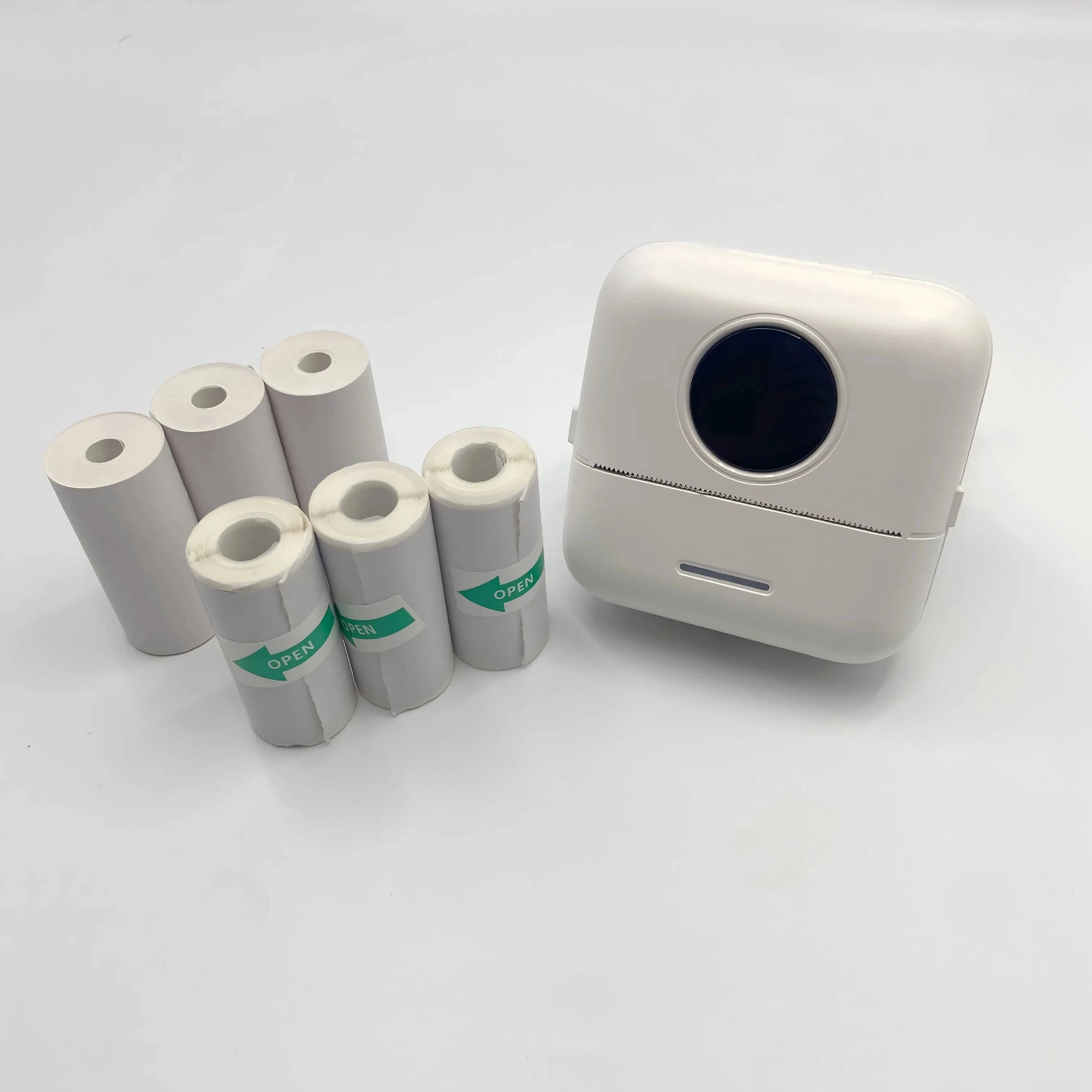 Nehwei enterprise mini portable inkless label printer printing high-resolution photos, text, labels, and sticky notes.