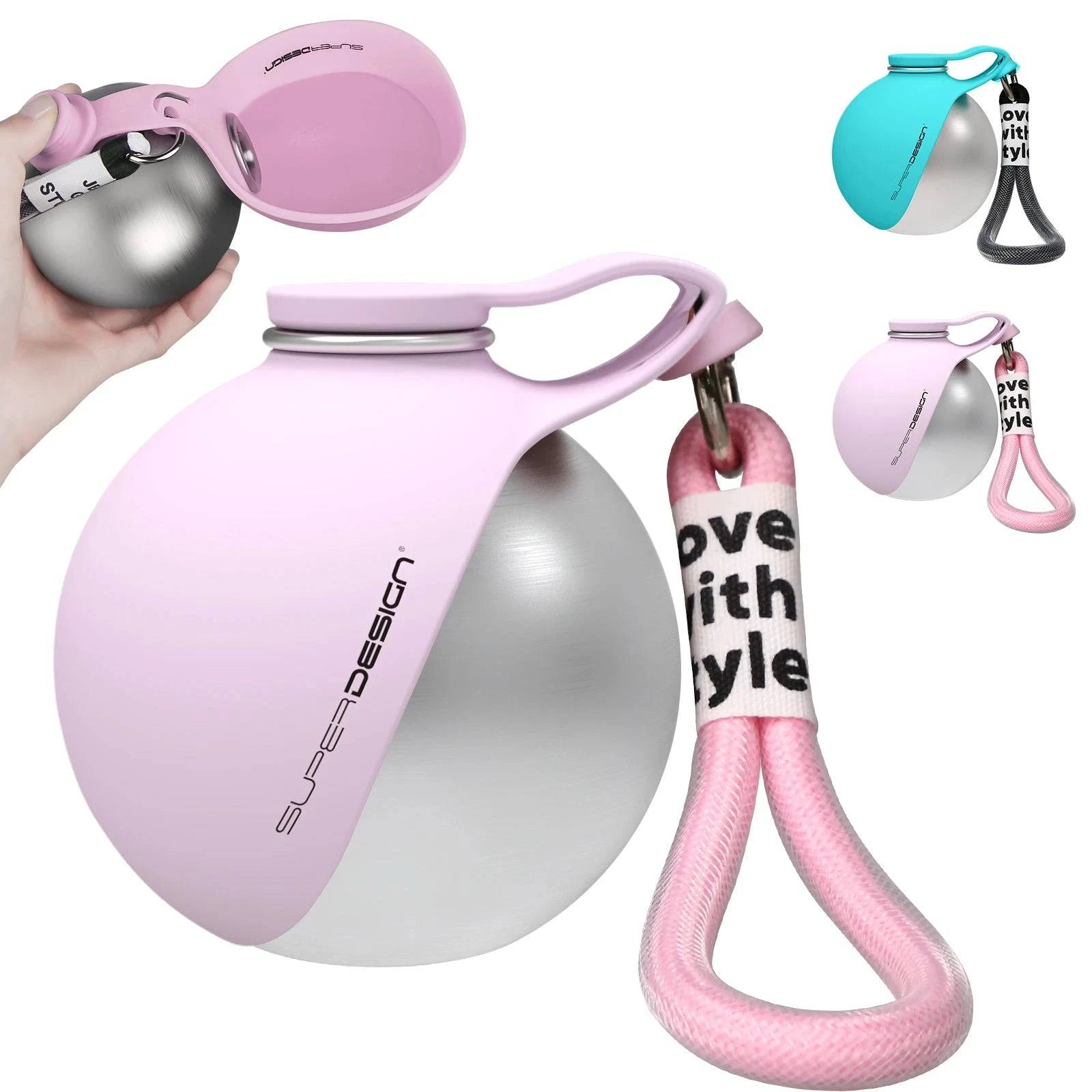Nehwei enterprise 2-in-1 portable dog water bottle for small dogs, leak-proof stainless steel and silicone travel water bottle.