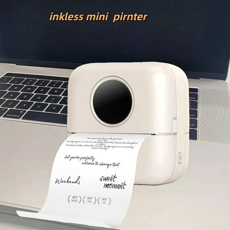 Nehwei enterprise mini portable inkless label printer printing high-resolution photos, text, labels, or sticky notes.