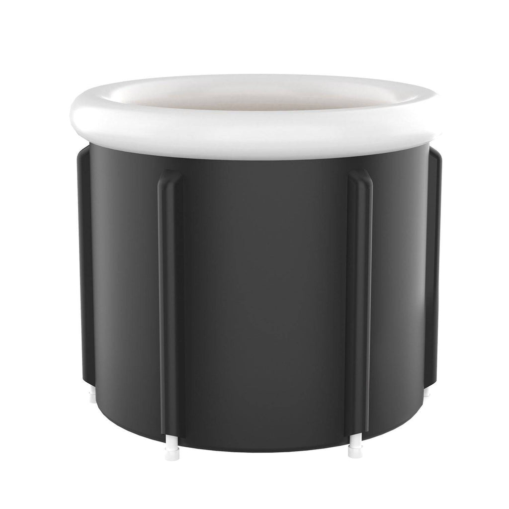 Large black eprolo ice bath bucket made of PVC, foldable design with padded interior, ideal for household SPA and bathing use.