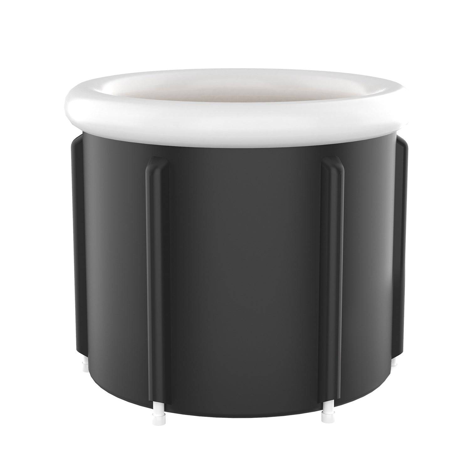 Large black eprolo ice bath bucket made of PVC, foldable design with padded interior, ideal for household SPA and bathing use.