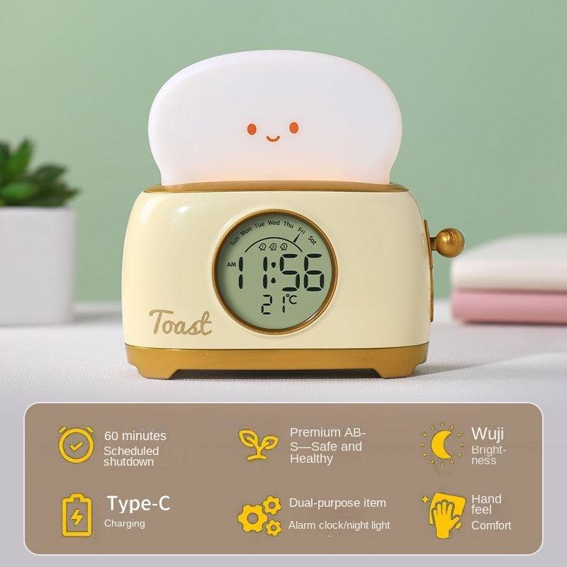 eprolo bread maker alarm clock night light with countdown timer, temperature display, and alarm function for students.