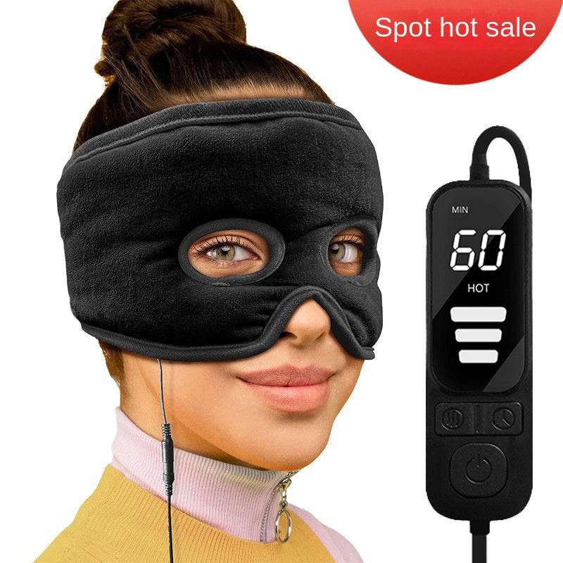 Electric heating eye mask by eprolo with USB recharge, graphene heating, 3-stage steam, heat therapy, and adjustable headband.