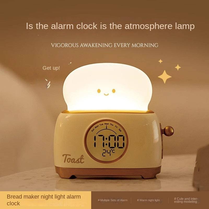 Eprolo bread maker alarm clock night light with countdown timer, temperature display, and alarm function for students.