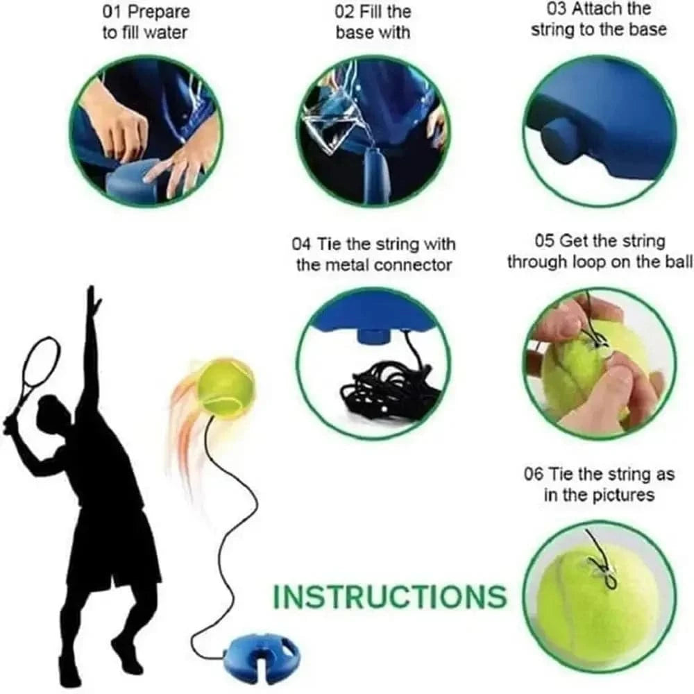 Nehwei Enterprise tennis training aid with elastic rope and rebound ball for self-practice and improving tennis skills.