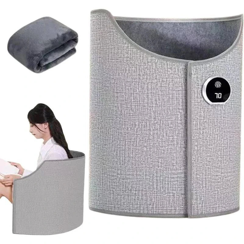 Foldable electric foot warmer from Nehwei Enterprise with thermostat and auto shut-off, designed for under desk use in office or home.