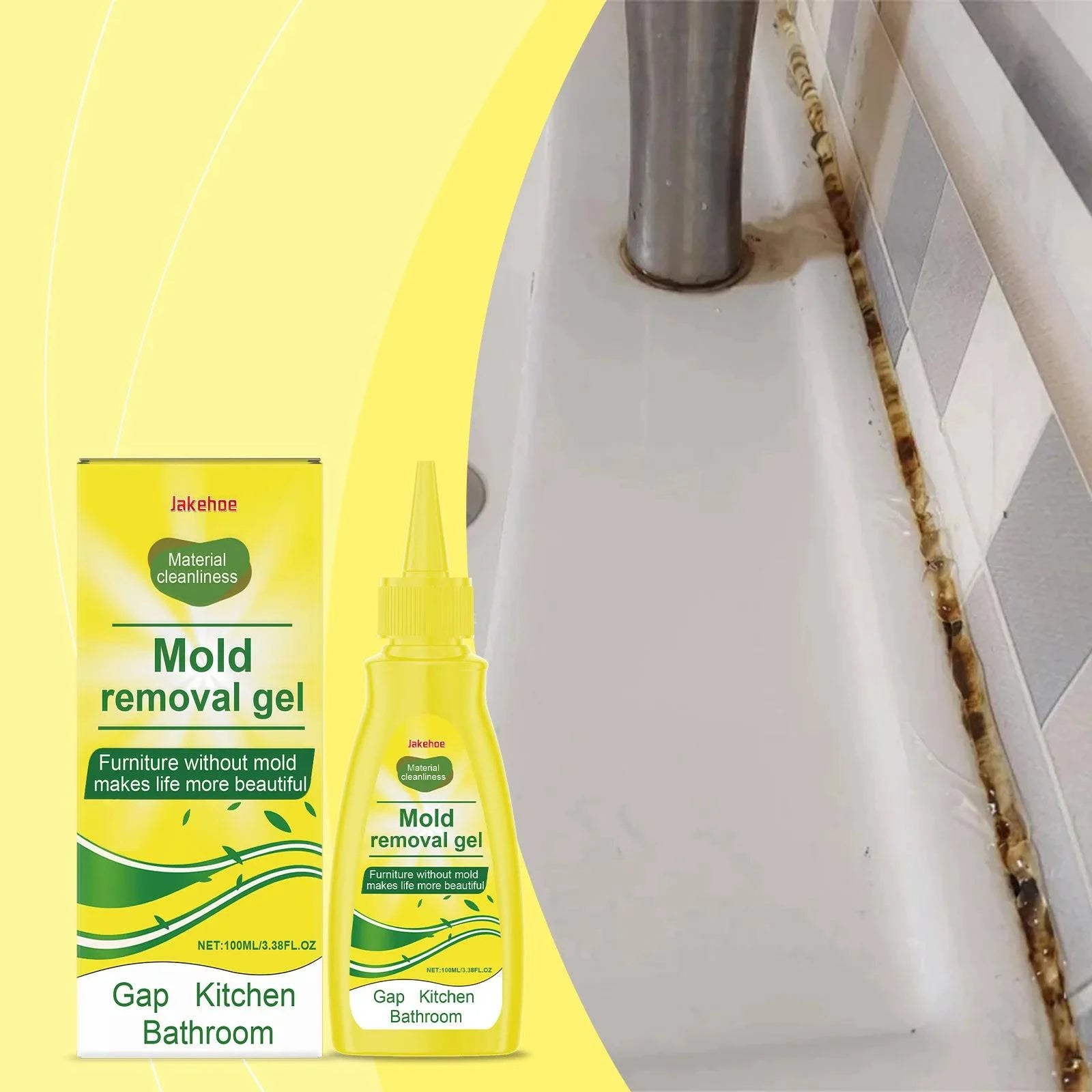 Nehwei enterprise Jakehoe kitchen cleaning gel dissolving mildew stains and mold, eliminates odors without residue in bathroom surfaces.