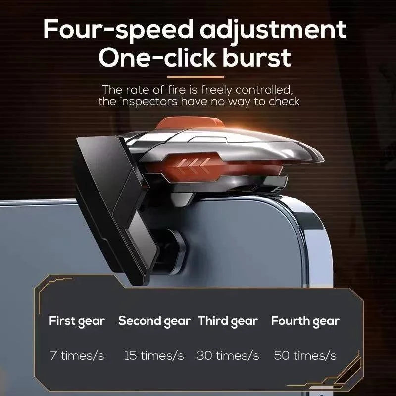 Nehwei MEMO 6 Finger mobile game trigger for PUBG, ABS alloy L1 R1 buttons for iOS and Android gaming controllers.
