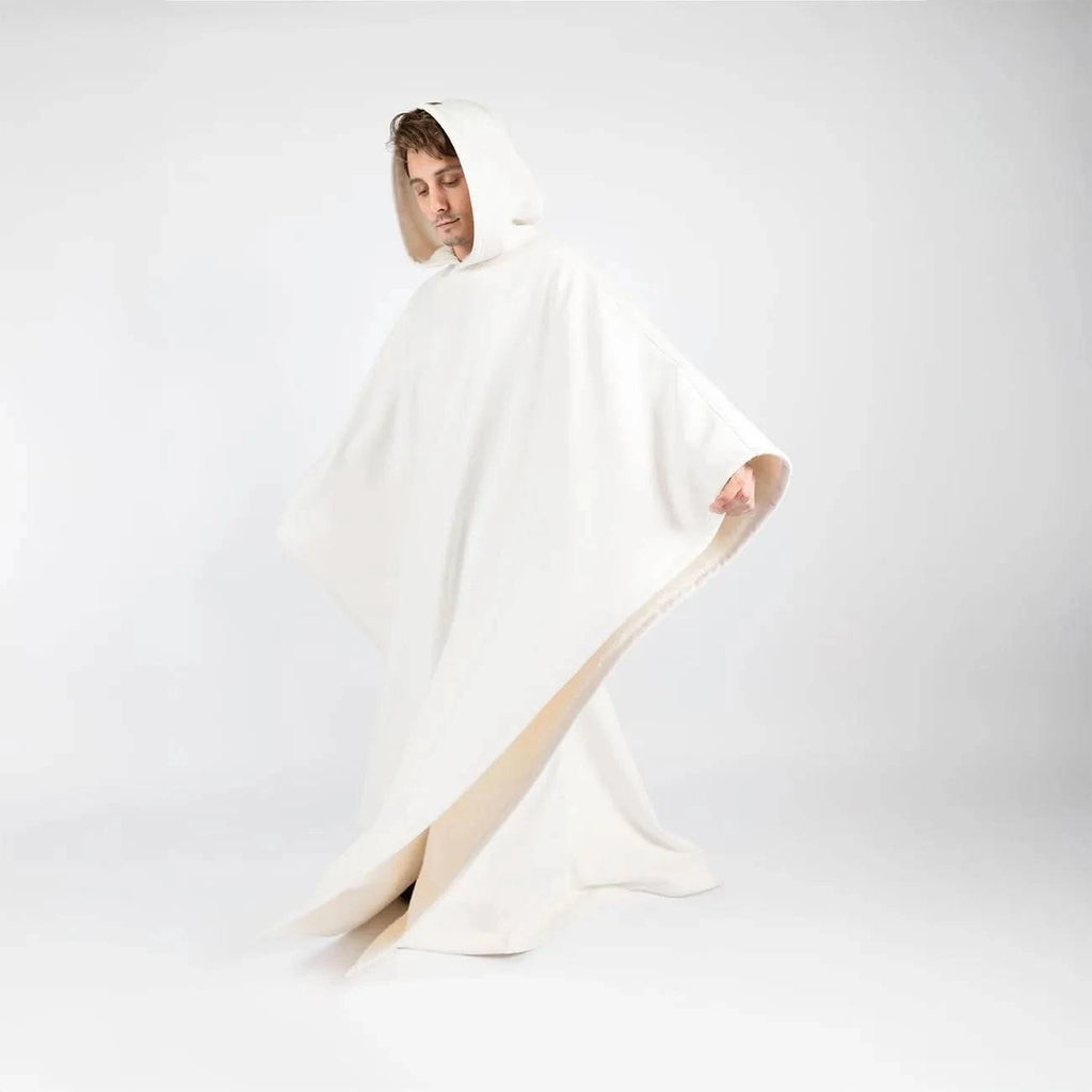Unisex oversized Eden hoodie by Nehwei enterprise featuring a lightweight, ultra-soft faux fur-lined winter cloak in cozy light brown.