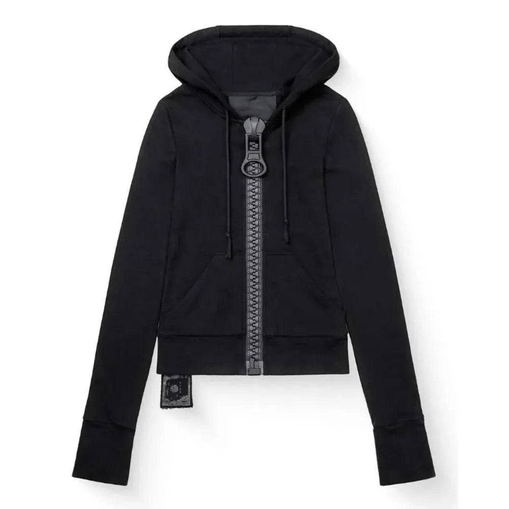 Oversized Y2K street Harajuku hoodie by Nehwei Enterprise, solid color with zipper and multiple pockets for women.