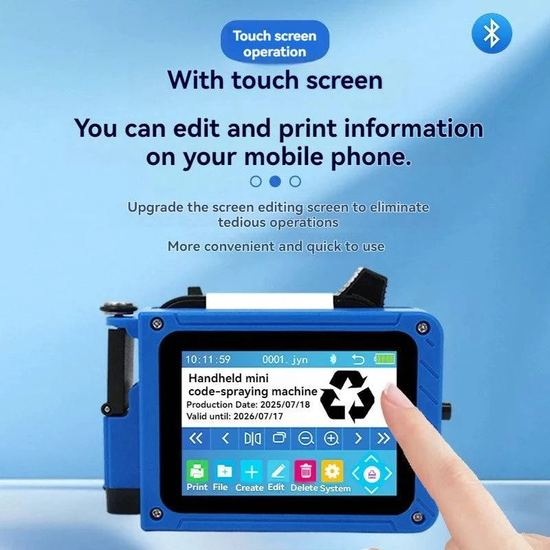 Portable Nehwei enterprise Mini HD Inkjet Printer with touch screen and automatic printing, handheld and easy to use.