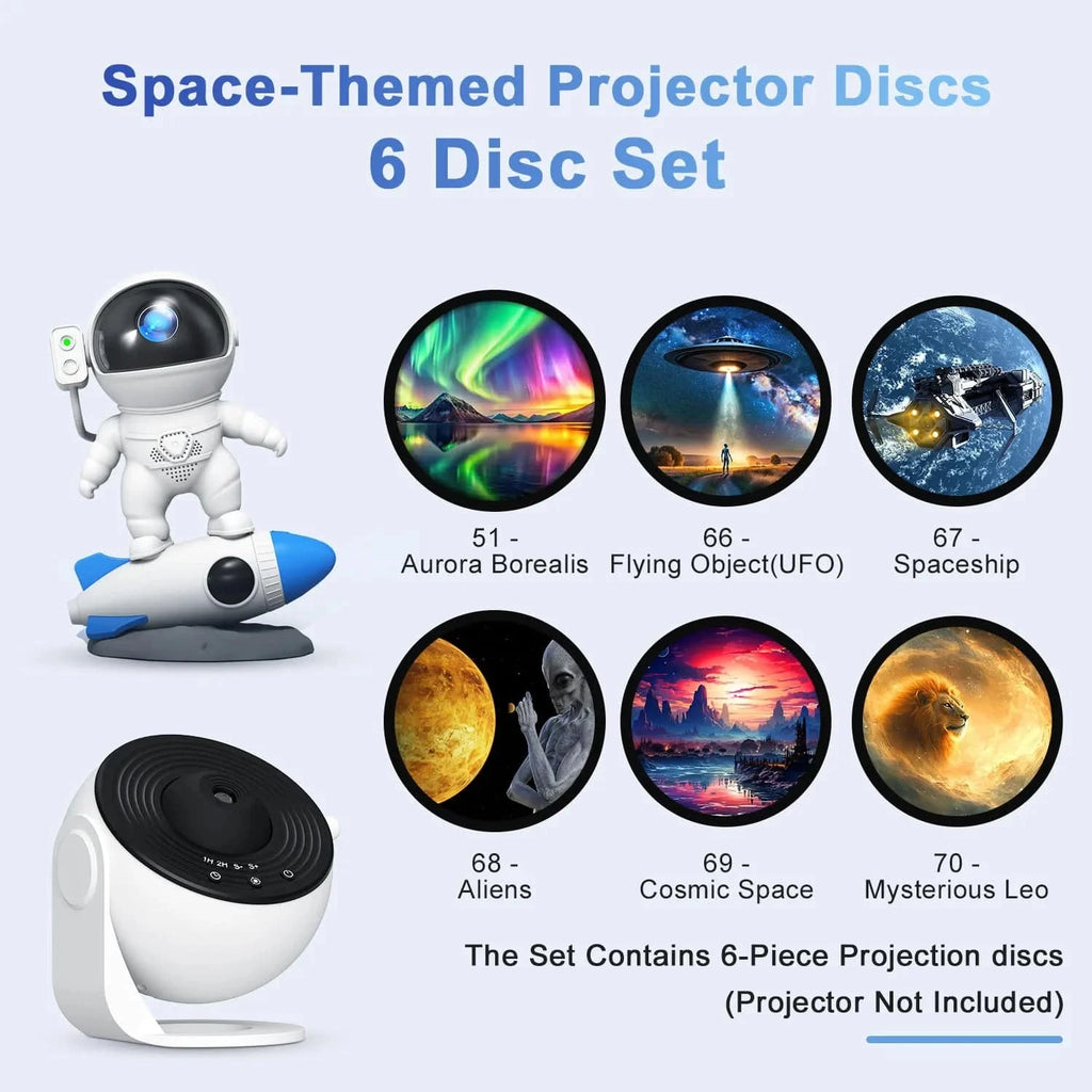 Nehwei enterprise galaxy night light projector set with starry sky images and planetarium lamp design, six-pack, projector not included.