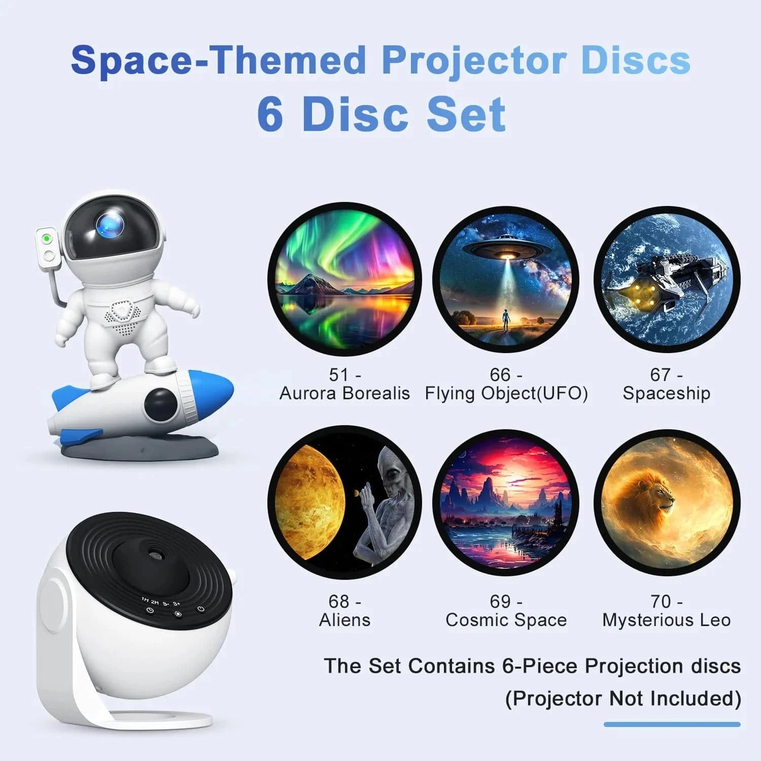 Nehwei enterprise galaxy night light projector set with starry sky images and planetarium lamp design, six-pack, projector not included.