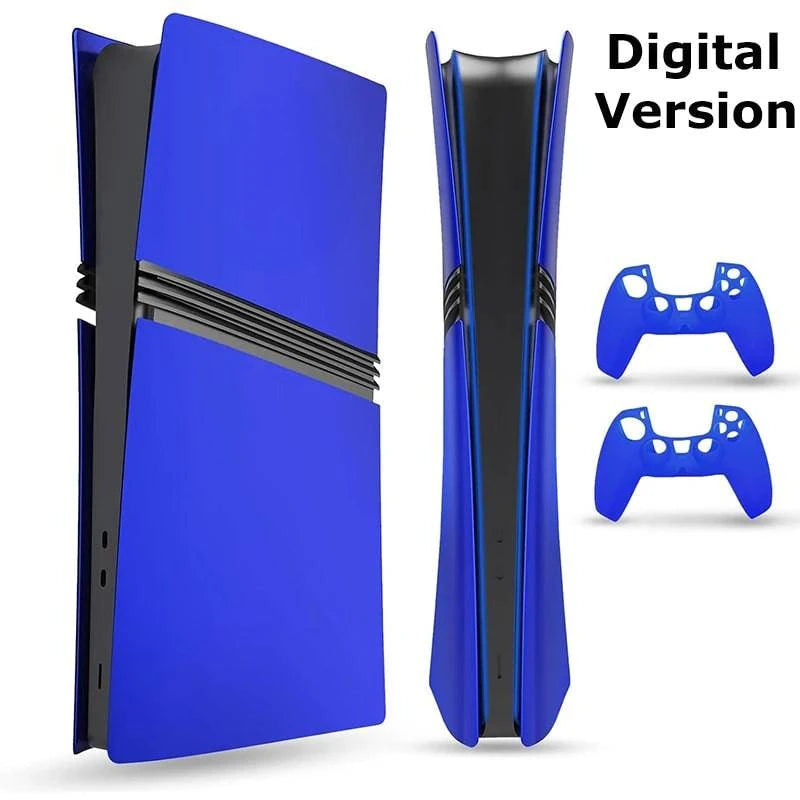 Nehwei enterprise PS5 Pro faceplate cover with red silicone controller covers, matte skin ABS shell for digital and disc editions.