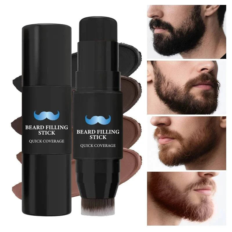 Nehwei enterprise 2-in-1 beard filler stick with brush, natural-looking coverage for men's beards, long-lasting beard pen and brush.