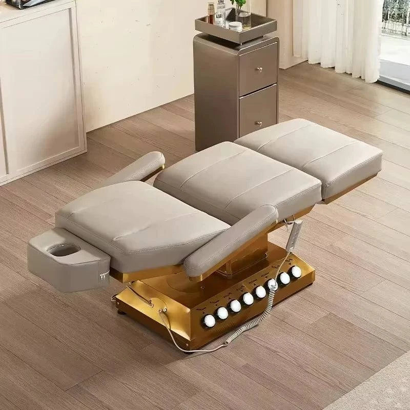 Nehwei enterprise electric massage table with adjustable lash bed, 3/4 motors, facial treatment surface, foot control for cosmetic use