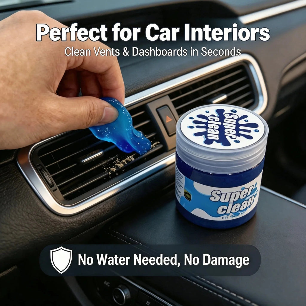 Blue reusable cleaning gel by Nehwei enterprise for cleaning keyboards, car vents, and small gaps, showing its flexible, gel-like texture.