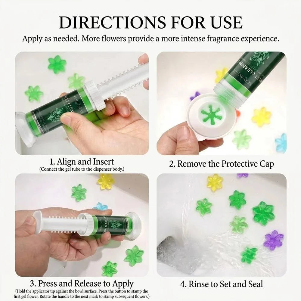 Nehwei SERVAVEXA 5-piece toilet cleaning gel stamps with floral design, deodorizer, and automatic long-lasting bathroom bowl cleaner.