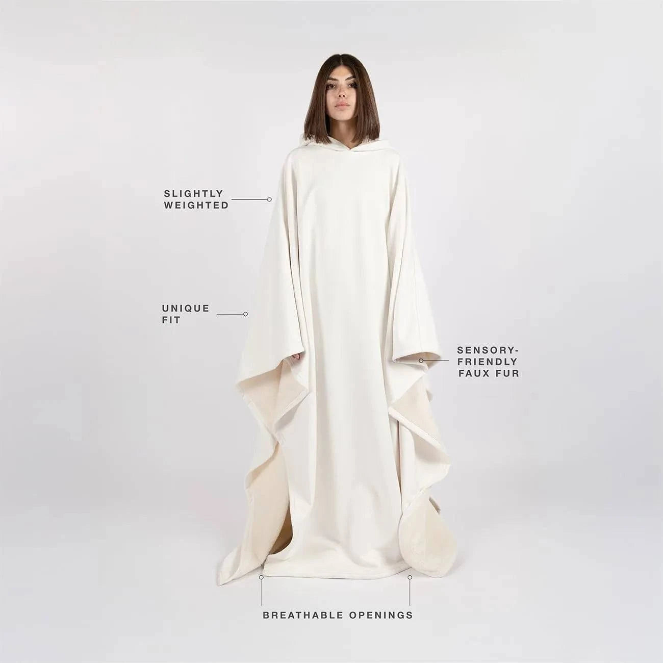 Nehwei enterprise Eden unisex oversized hoodie cloak with faux fur lining, lightweight, super warm, ultra-soft winter clothing.