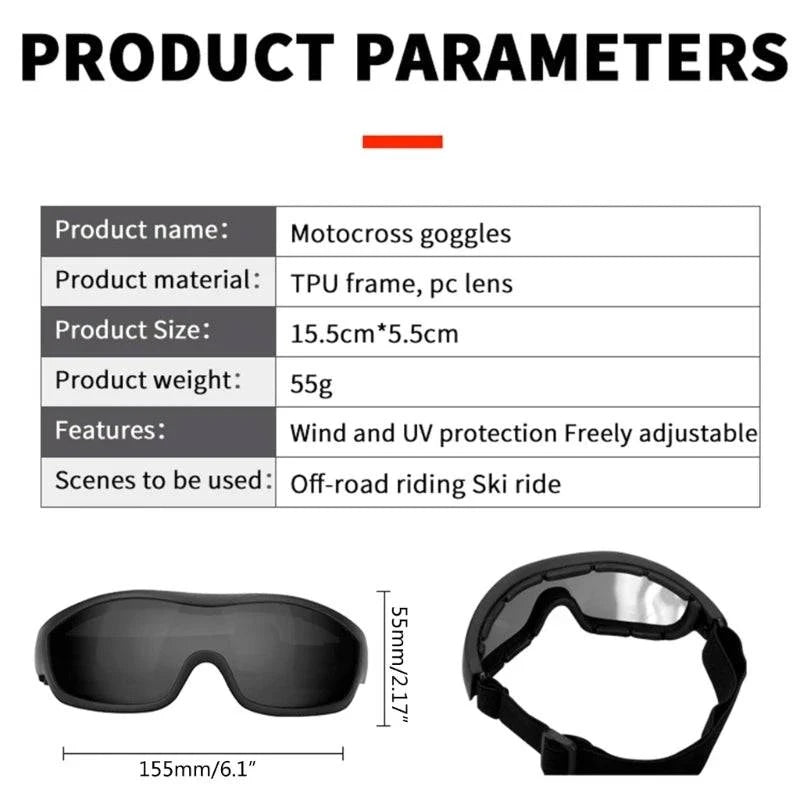 Nehwei enterprise motorcycle electric bike riding goggles with clear anti-UV lenses, comfortable fit, ideal for cycling and motorbiking.