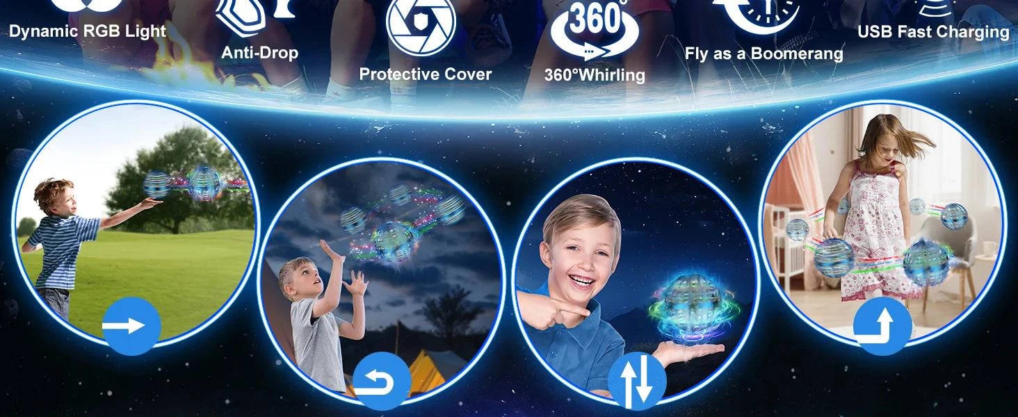 Nehwei enterprise 2026 AI Flying Orb Ball toy, galaxy cosmic globe with boomerang and hover features, handheld drone for fun.