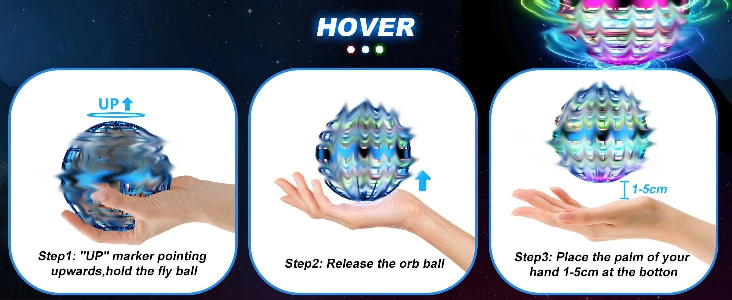 Nehwei enterprise 2026 AI Flying Orb Ball toy showcasing a cosmic galaxy design with hover and spinning features in action.
