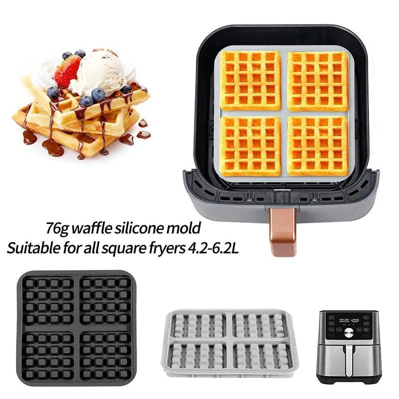 Nehwei enterprise silicone biscuit mold set with square waffle design, non-stick baking tray for pancakes and baking accessories.
