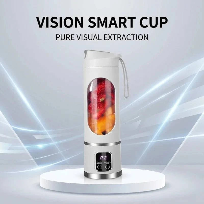 Nehwei portable USB rechargeable mini blender with digital display, 12-blade system, compact design, ideal for travel and smoothies.