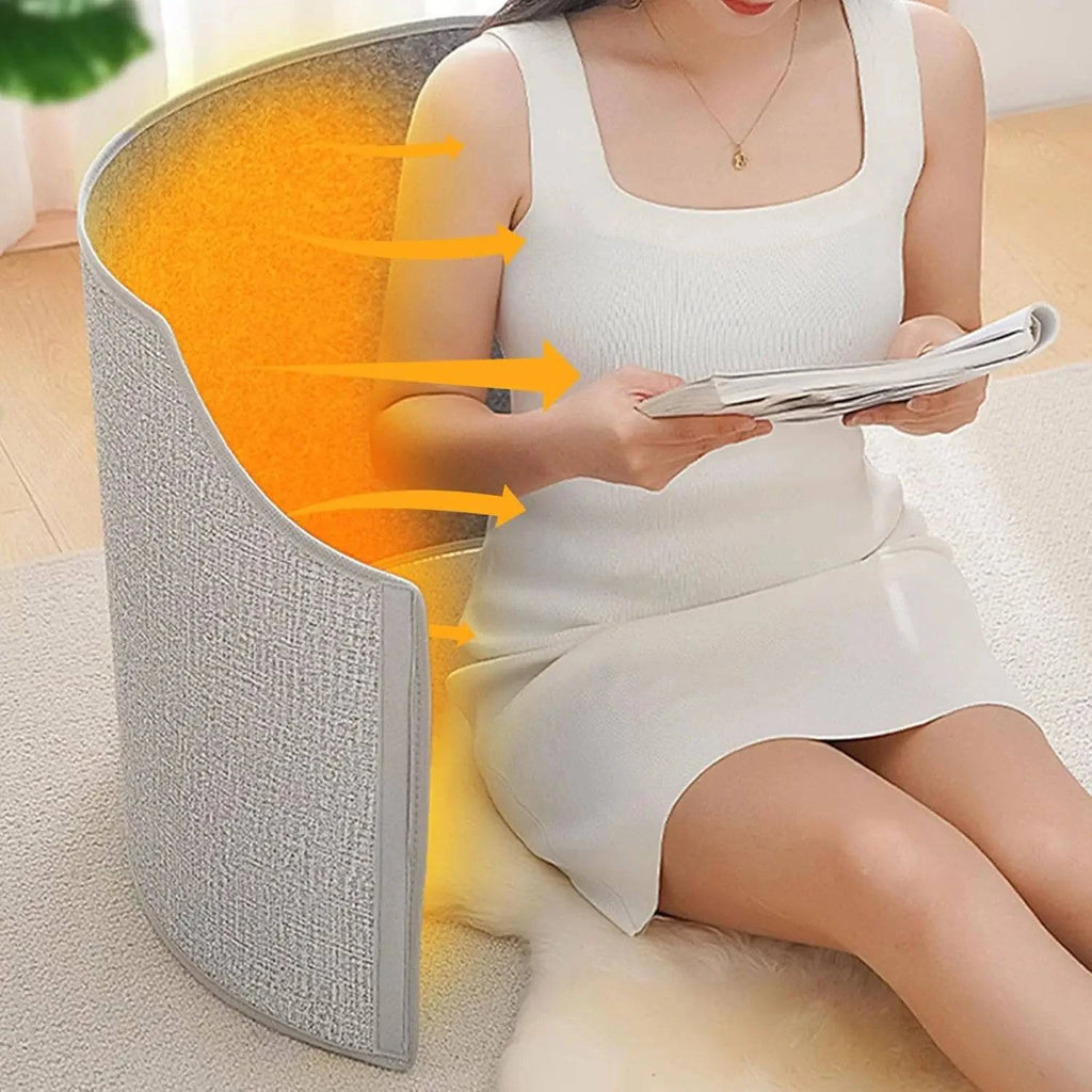 Silent foldable leg warmer by Nehwei enterprise, an under-desk electric foot heater with thermostat and auto shut-off for office and home use.