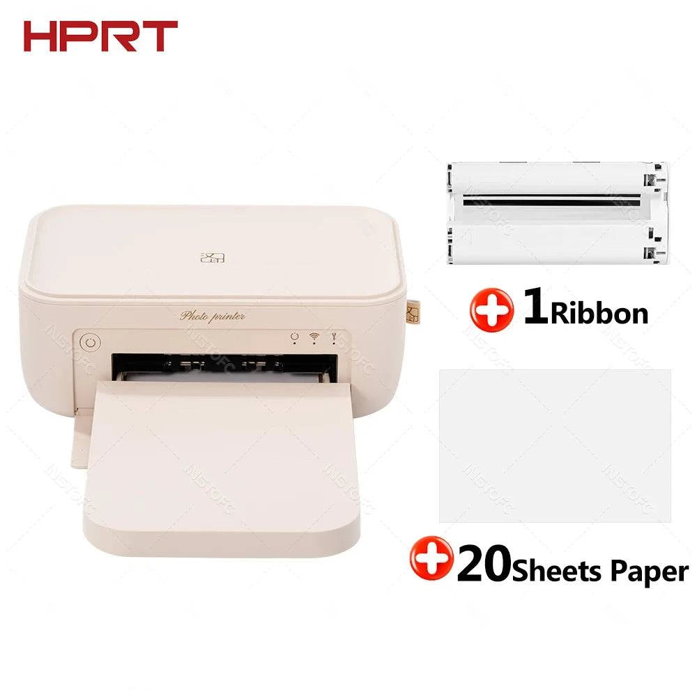 Nehwei enterprise mini color photo printer with wireless connectivity, high-resolution printing, thermal paper, and ribbon.