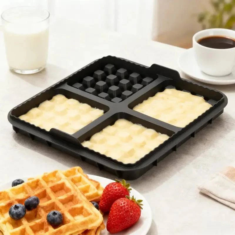 Nehwei enterprise silicone biscuit mold set with square waffle design, non-stick baking tray for pancakes and baking accessories.