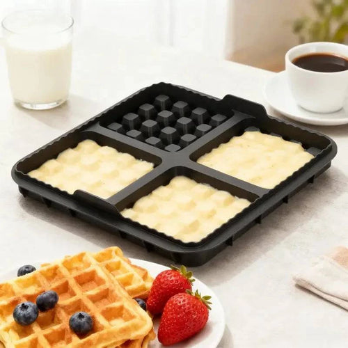 Nehwei enterprise silicone biscuit mold set with square waffle design, non-stick baking tray for pancakes and baking accessories.
