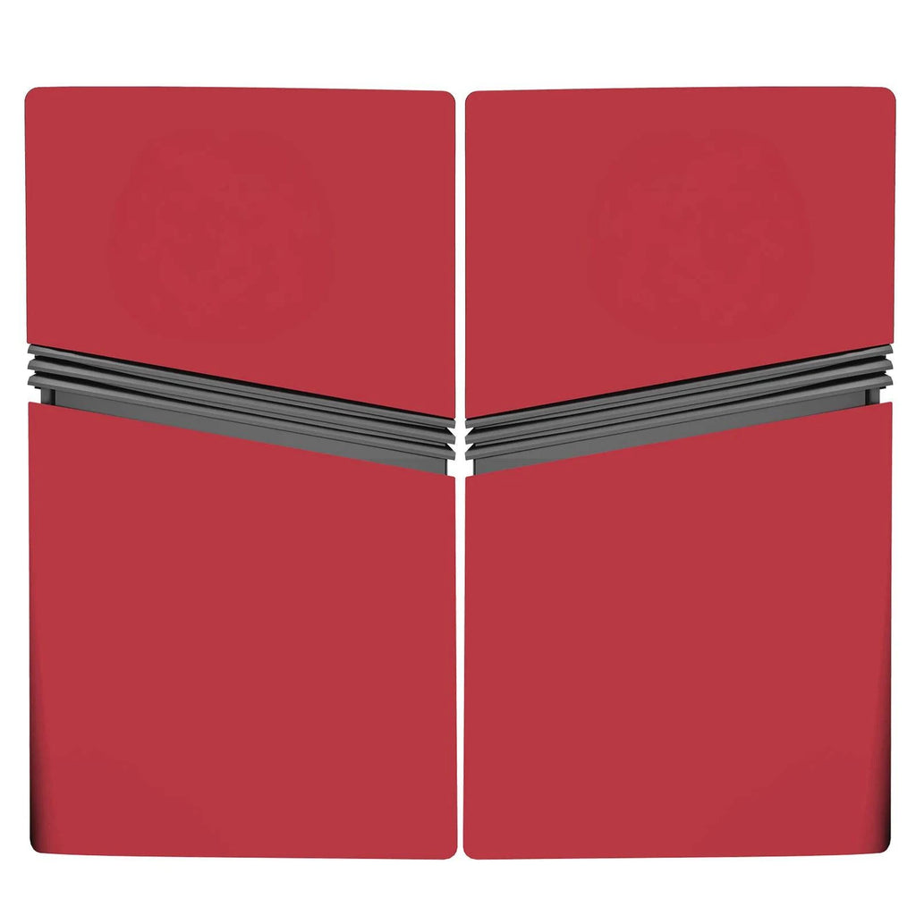 Nehwei enterprise PS5 Pro faceplate cover with matte skin, includes two red silicone controller covers, made of ABS shell.