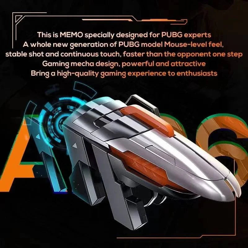 Nehwei MEMO 6 Finger mobile game trigger for PUBG, ABS alloy L1 R1 buttons, compatible with iOS and Android gaming controllers