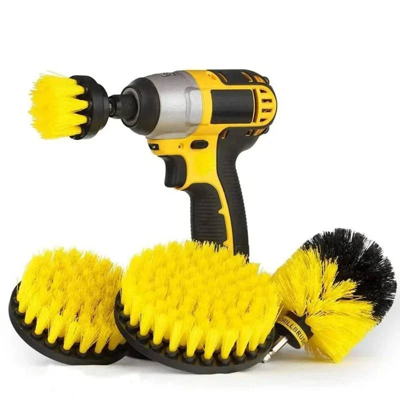 Nehwei enterprise electric scrubber brush drill kit with nylon brushes for carpet, glass, car tires, and surfaces in various sizes