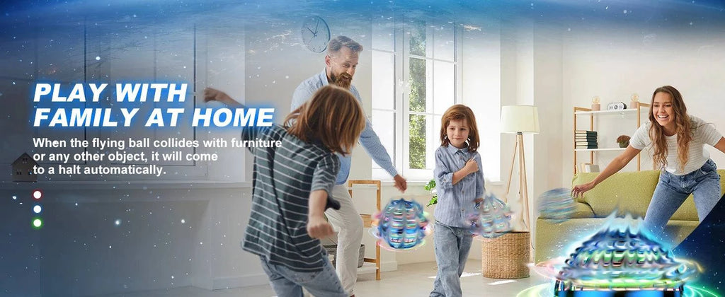 Nehwei enterprise 2026 AI Flying Orb Ball toy with galaxy design, hovering and spinning in hand, futuristic boomerang drone for play.