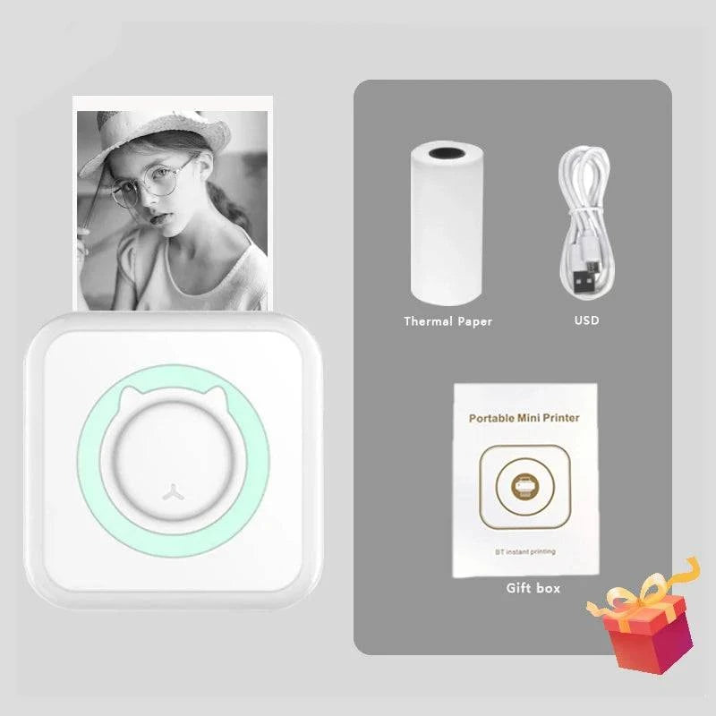 Nehwei enterprise MINI Print portable thermal printer with wireless Bluetooth, 58mm photo and label printing for Android and iOS devices.