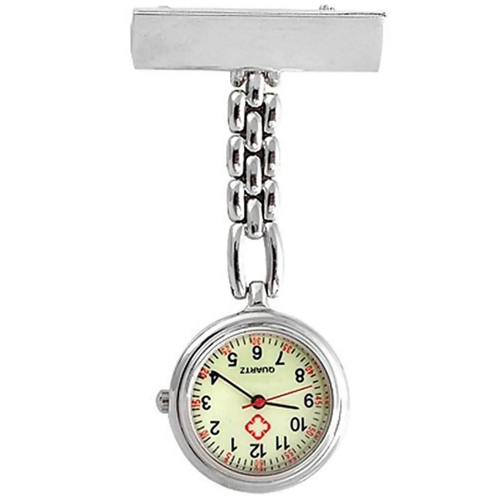Luminous nurse watch dial with retractable clip for medical professionals, featuring night visibility and alloy strap.