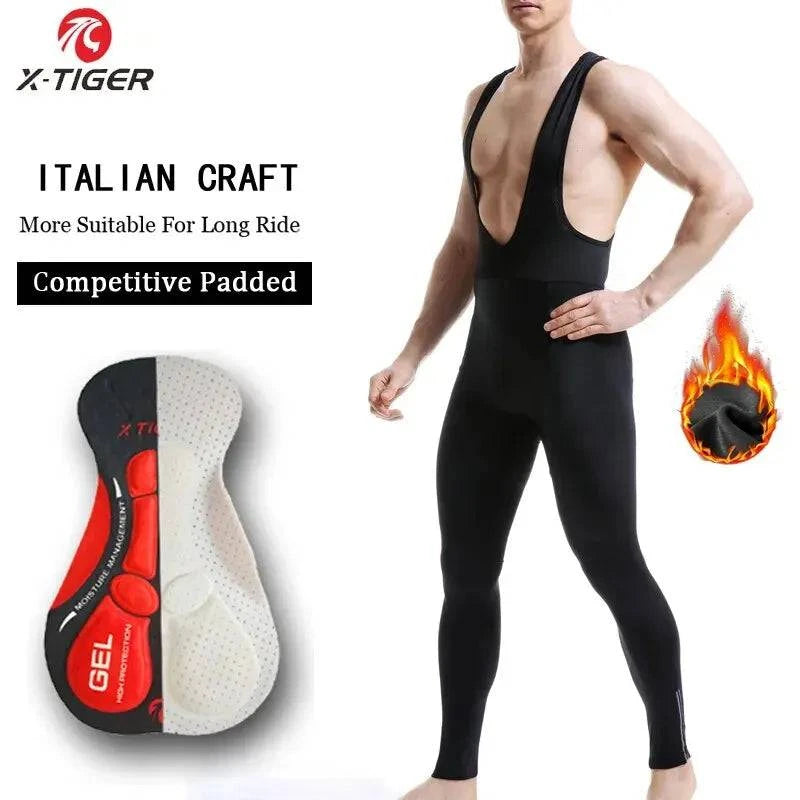 Nehwei enterprise X-TIGER winter cycling bib trousers with thermal fabric, Coolmax 5D gel pad, designed for mountain biking comfort.