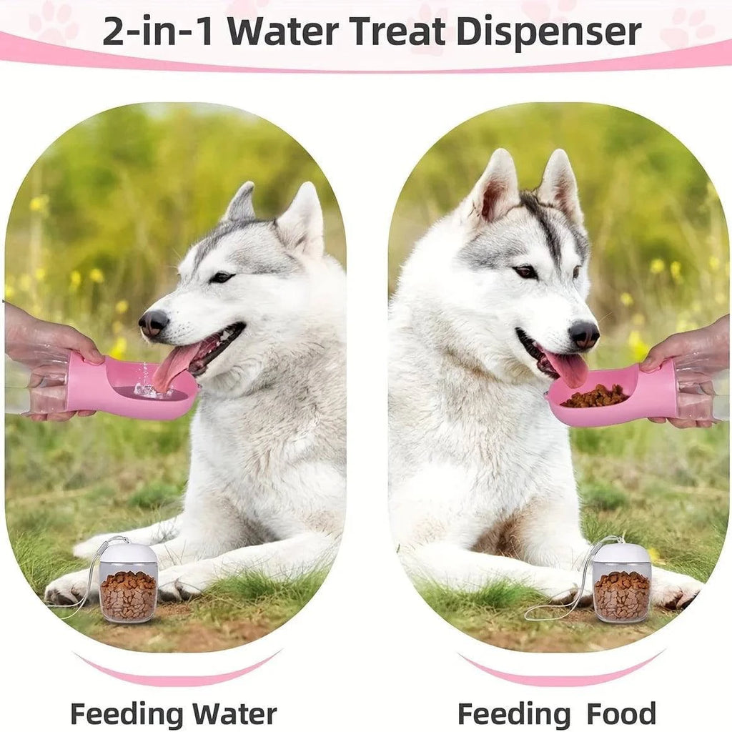 Nehwei enterprise portable dog and cat water bottle with food container, leak-proof outdoor pet water dispenser.